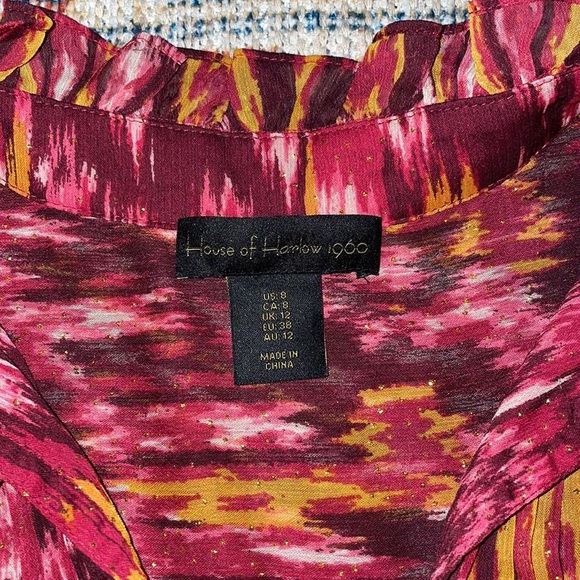 House of Harlow Printed Metallic Dress SZ US 8 VGUC - Picture 3 of 6